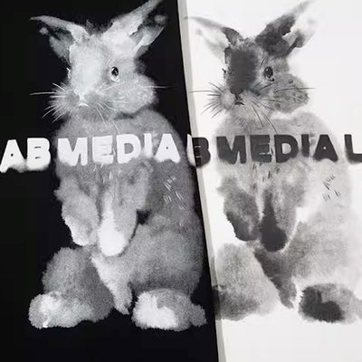 [NIHAOHAO] Monotone Rabbit Design Beast Initial T-shirt NH0055