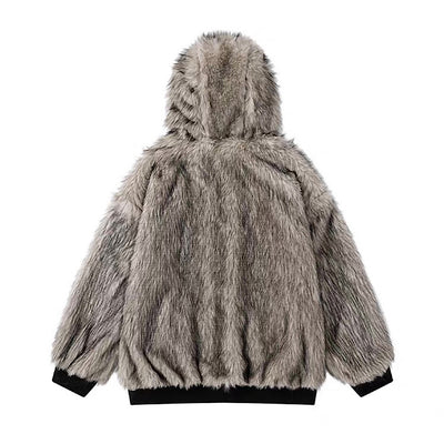 【12/3新作】 Simple design reversible fur style wide hoodie jacket  HL3217