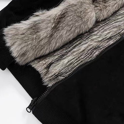 【12/3新作】 Simple design reversible fur style wide hoodie jacket  HL3217