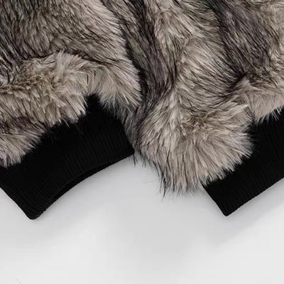 【12/3新作】 Simple design reversible fur style wide hoodie jacket  HL3217