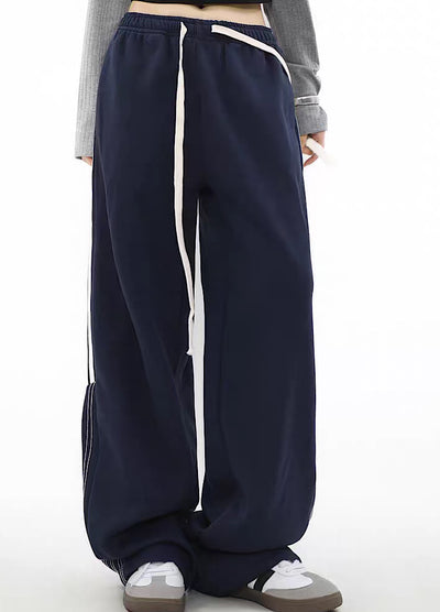 【MR nearly】Double side white line wide overbroad pants  MR0059