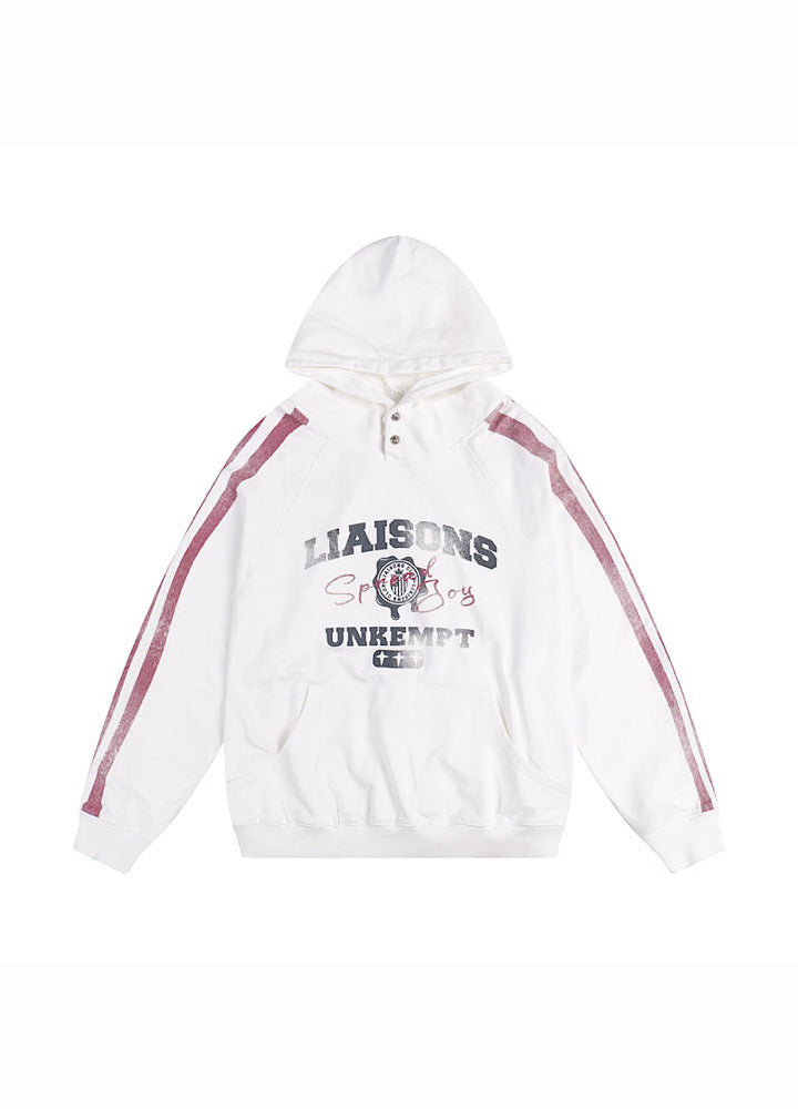 【MICHINNYON】Front initial side line random wash design hoodie  MY0072