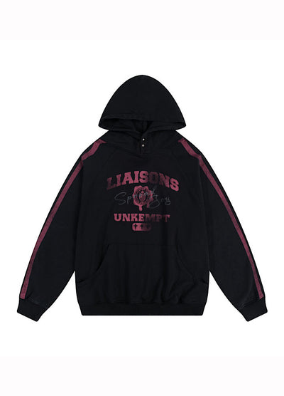 【MICHINNYON】Front initial side line random wash design hoodie  MY0072