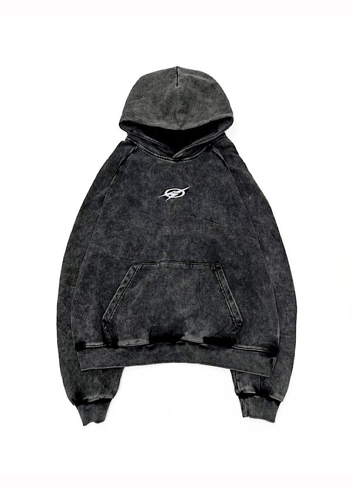 【MICHINNYON】Randomly faded wash oversized one-point hoodie  MY0071