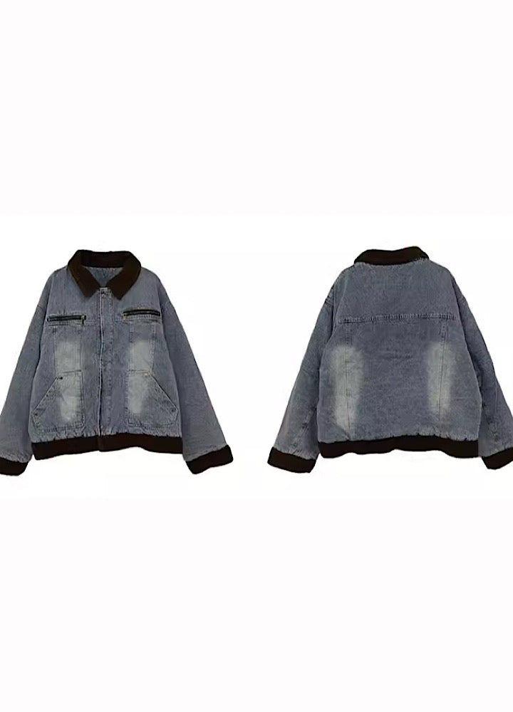 【10/30新作】Naturally mid-wash collar denim jacket  HL2983