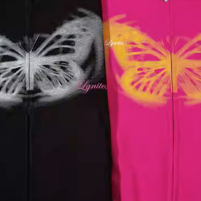 [VEG Dream]Distortion design butterfly zip hoodie VD0222