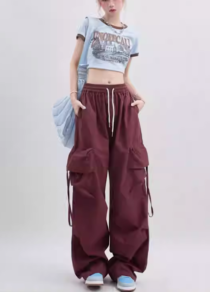 【Rayohopp】Wide over silhouette color design cargo pants  RH0043