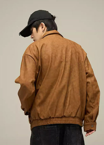 【10/30新作】Glittering material design graphic leather jacket  HL2985