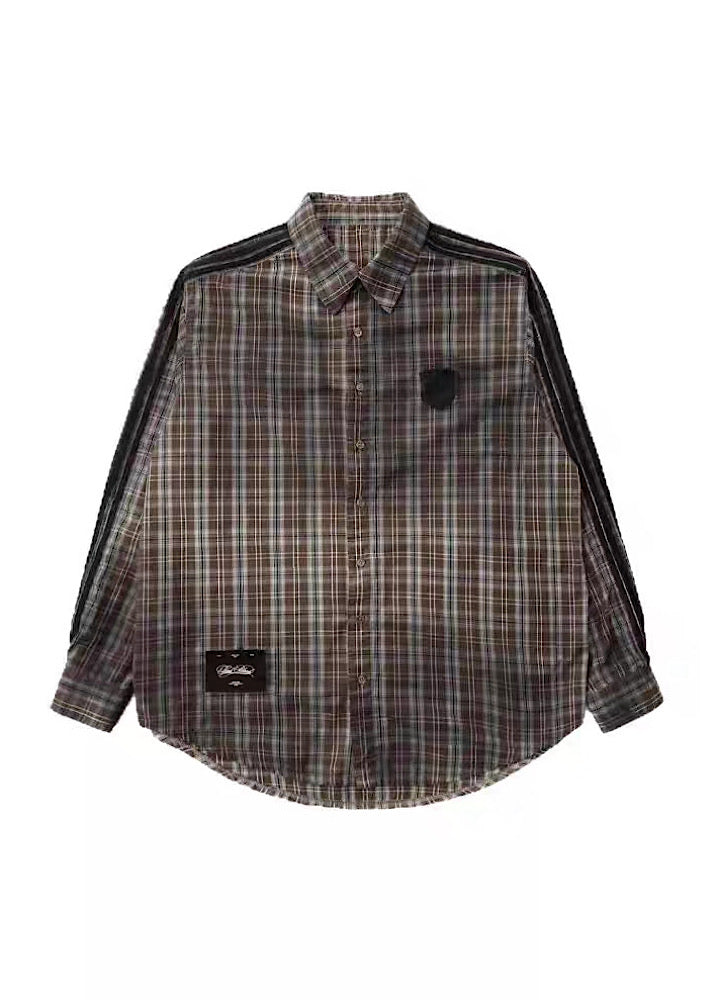【9/5新作】Grunge wash back initial design long sleeve shirt  HL3186