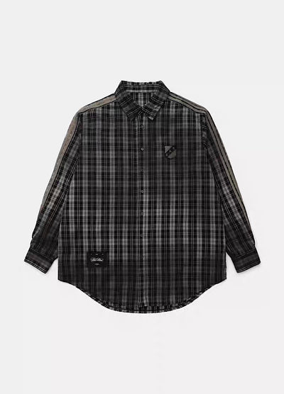 【9/5新作】Grunge wash back initial design long sleeve shirt  HL3186