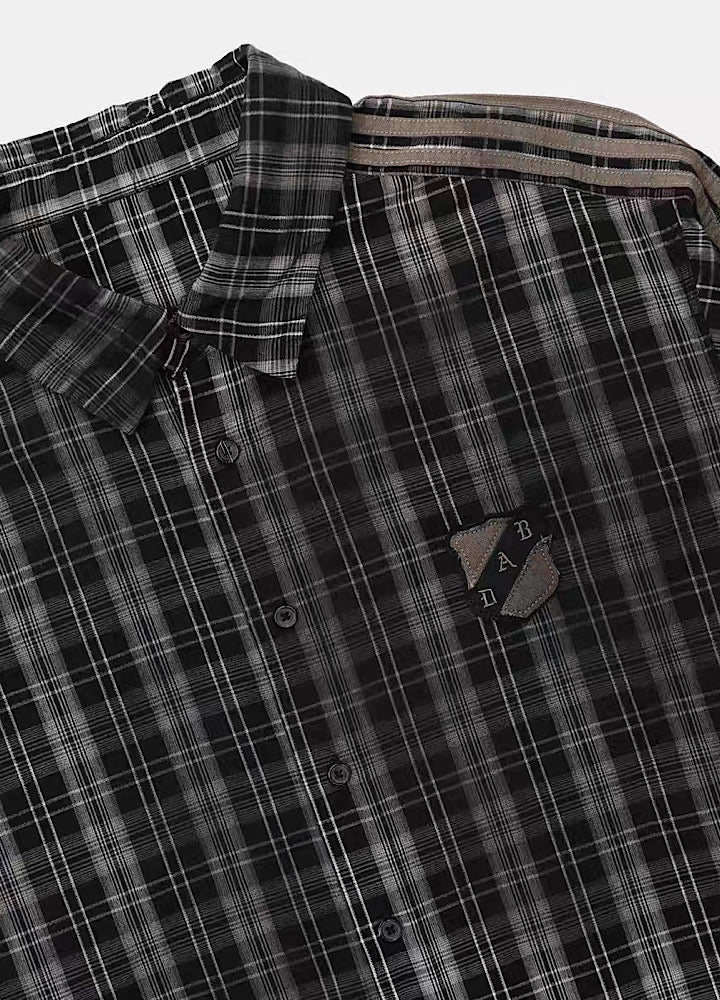 【9/5新作】Grunge wash back initial design long sleeve shirt  HL3186