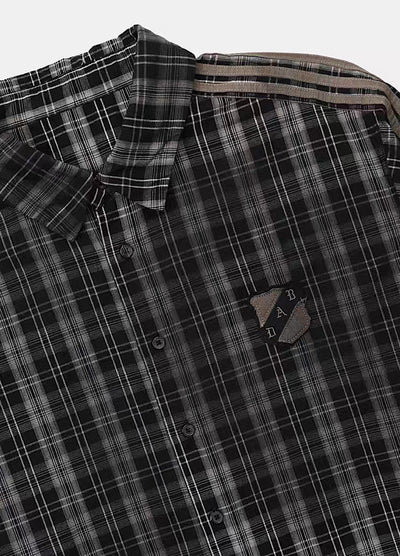 【9/5新作】Grunge wash back initial design long sleeve shirt  HL3186