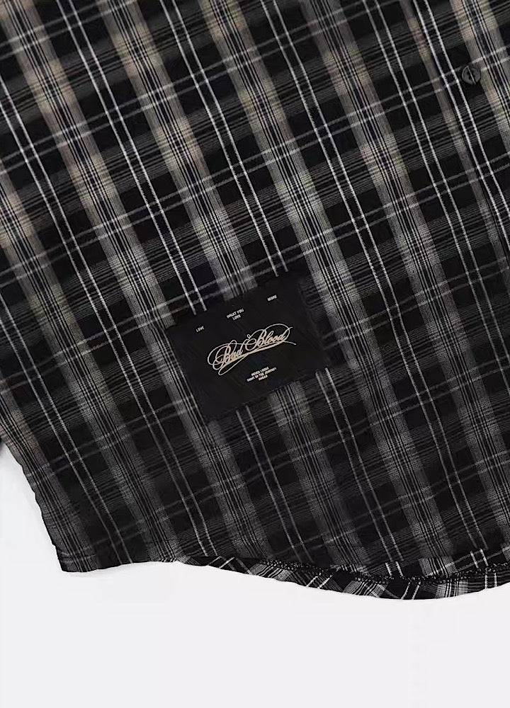【9/5新作】Grunge wash back initial design long sleeve shirt  HL3186