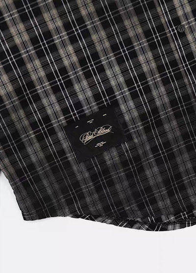 【9/5新作】Grunge wash back initial design long sleeve shirt  HL3186