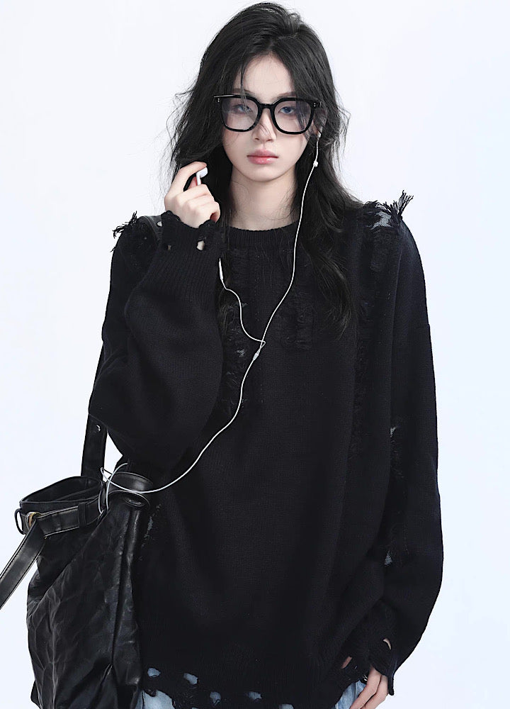 【9/5新作】Basic style distressed versatile knit sweater  HL3187