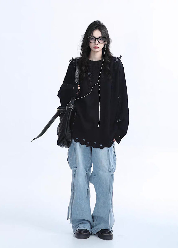 【9/5新作】Basic style distressed versatile knit sweater  HL3187