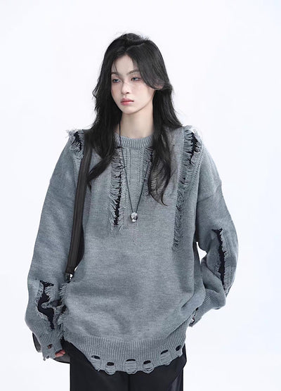 【9/5新作】Basic style distressed versatile knit sweater  HL3187
