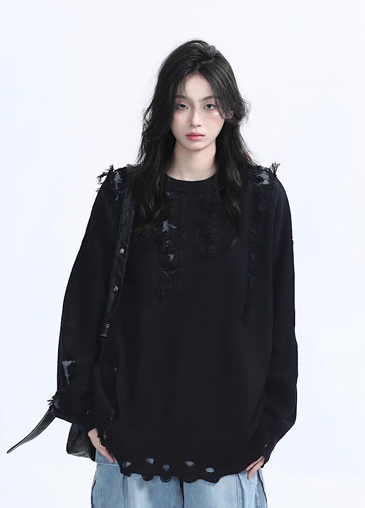 【9/5新作】Basic style distressed versatile knit sweater  HL3187