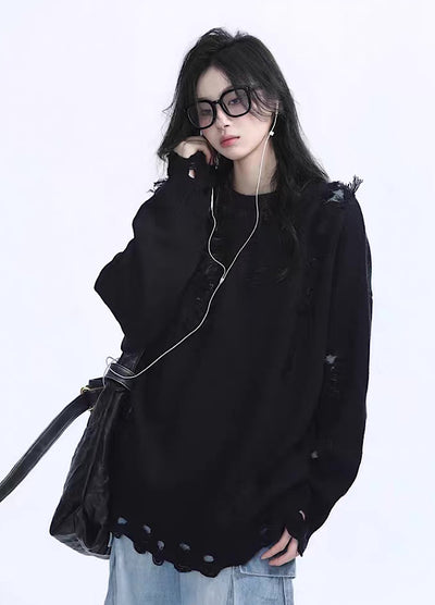 【9/5新作】Basic style distressed versatile knit sweater  HL3187