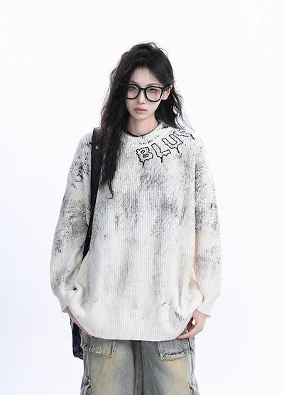 【9/5新作】Initial design faded vintage knit sweater  HL3188