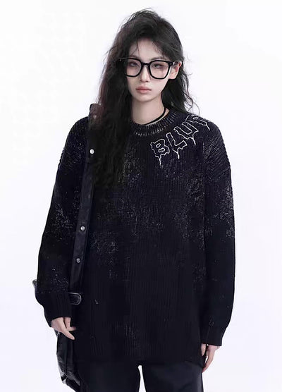 【9/5新作】Initial design faded vintage knit sweater  HL3188