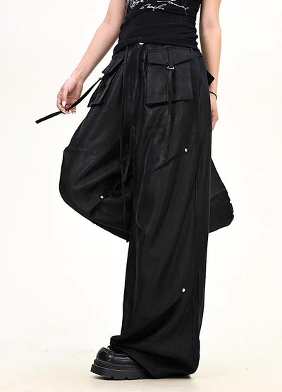 【9/5新作】Special glossy design wide loose silhouette pants  HL3189
