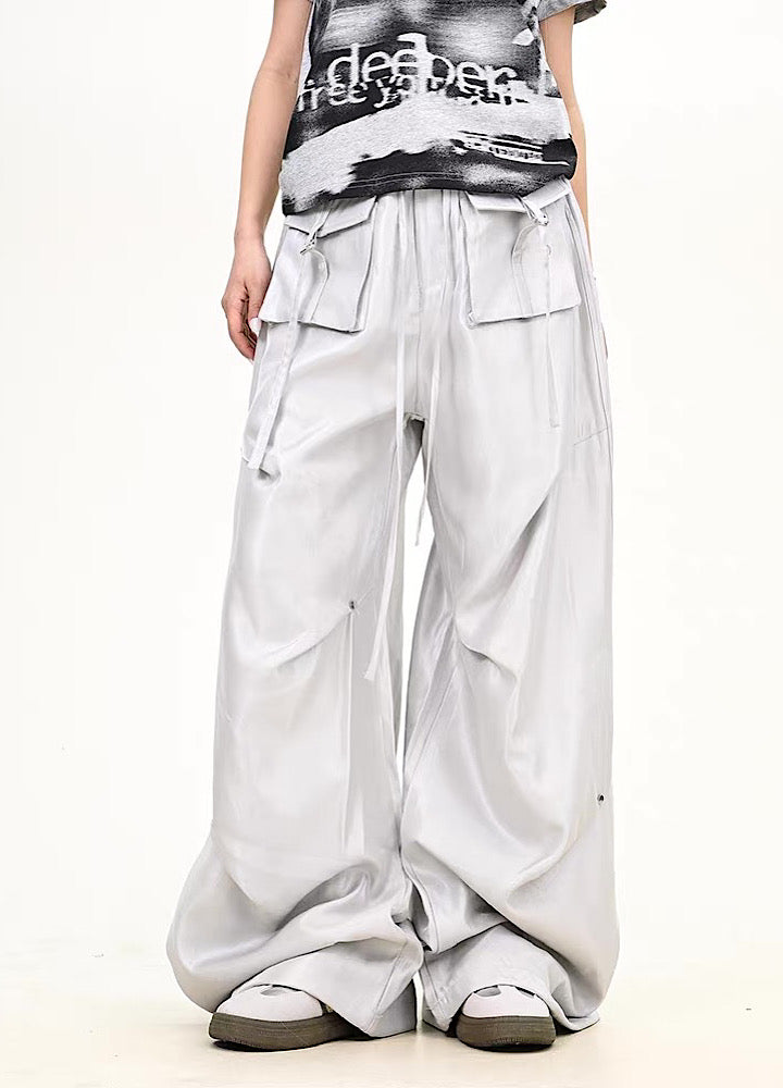 【9/5新作】Special glossy design wide loose silhouette pants  HL3189
