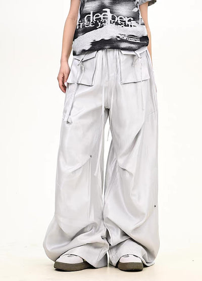 【9/5新作】Special glossy design wide loose silhouette pants  HL3189
