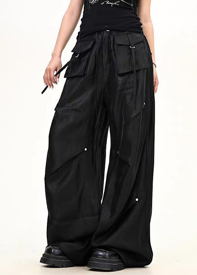 【9/5新作】Special glossy design wide loose silhouette pants  HL3189