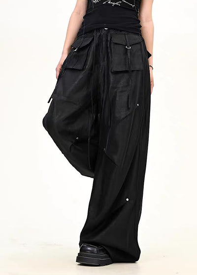 【9/5新作】Special glossy design wide loose silhouette pants  HL3189