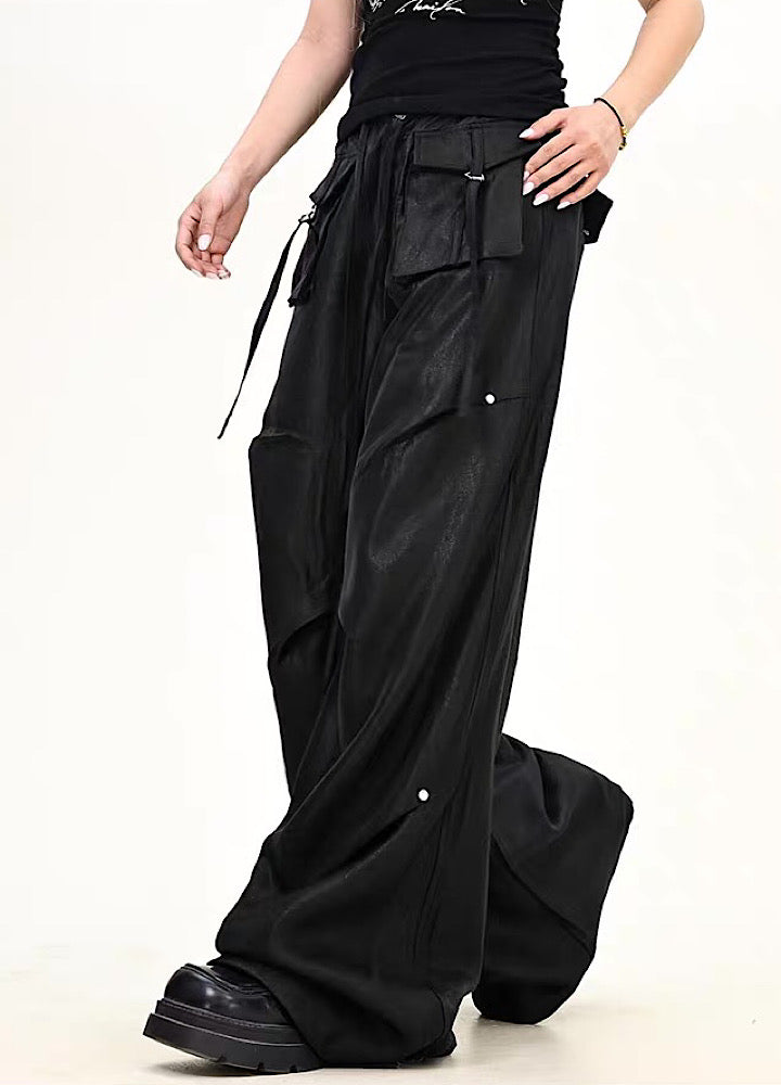 【9/5新作】Special glossy design wide loose silhouette pants  HL3189