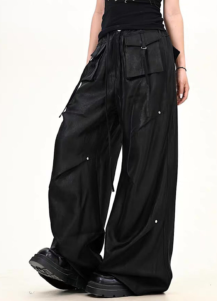 【9/5新作】Special glossy design wide loose silhouette pants  HL3189