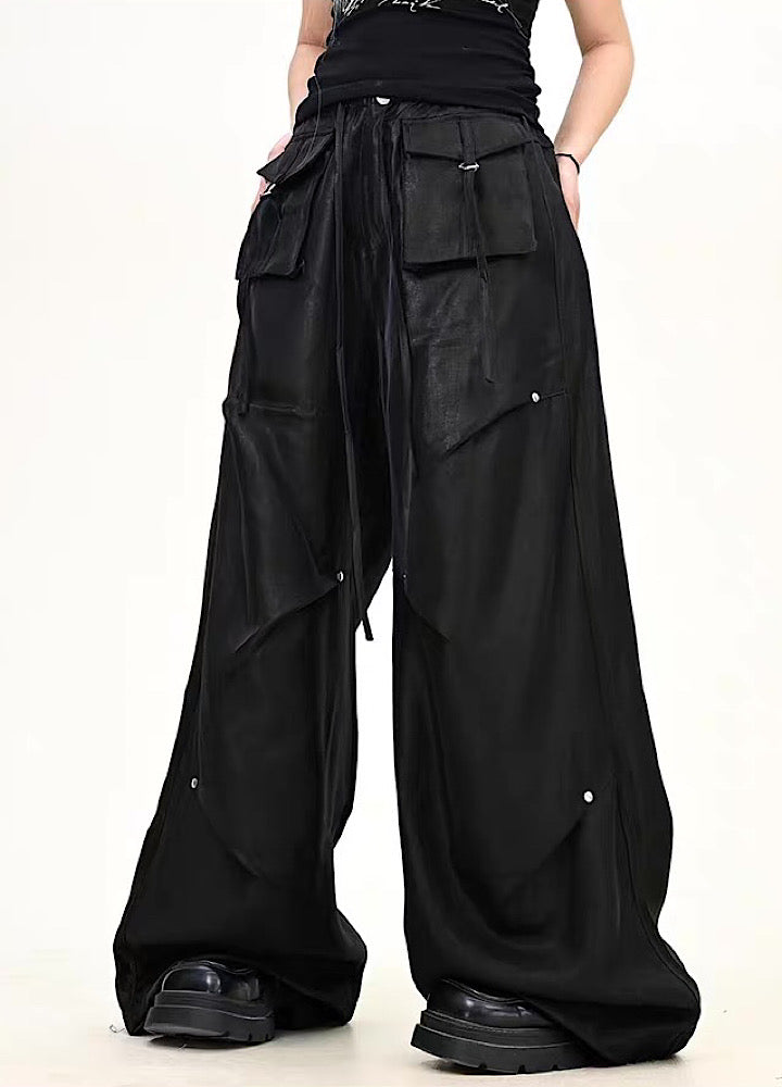 【9/5新作】Special glossy design wide loose silhouette pants  HL3189