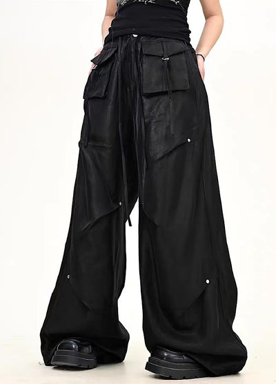 【9/5新作】Special glossy design wide loose silhouette pants  HL3189