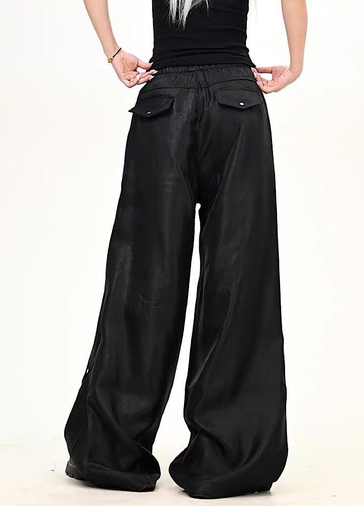 【9/5新作】Special glossy design wide loose silhouette pants  HL3189