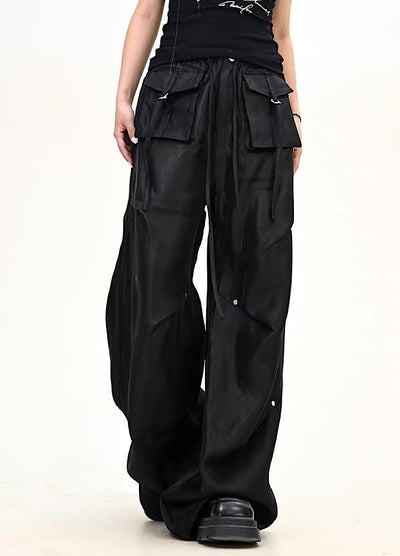 【9/5新作】Special glossy design wide loose silhouette pants  HL3189