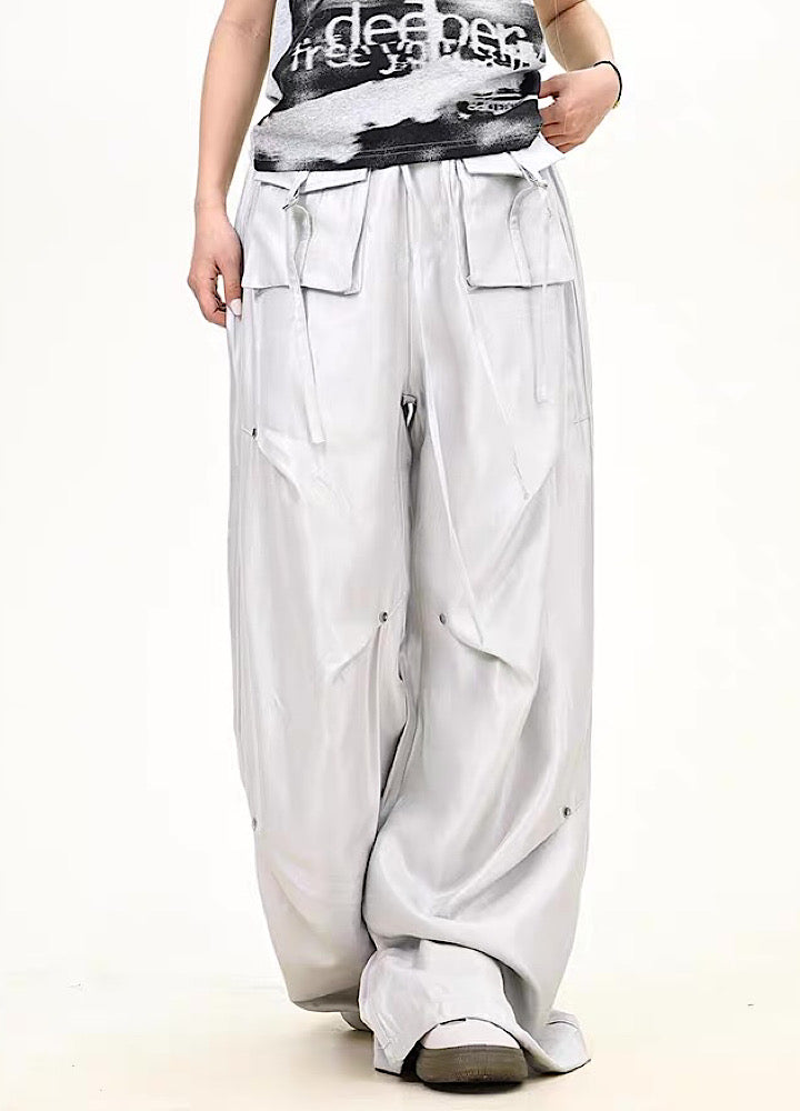 【9/5新作】Special glossy design wide loose silhouette pants  HL3189