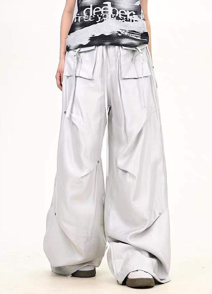 【9/5新作】Special glossy design wide loose silhouette pants  HL3189