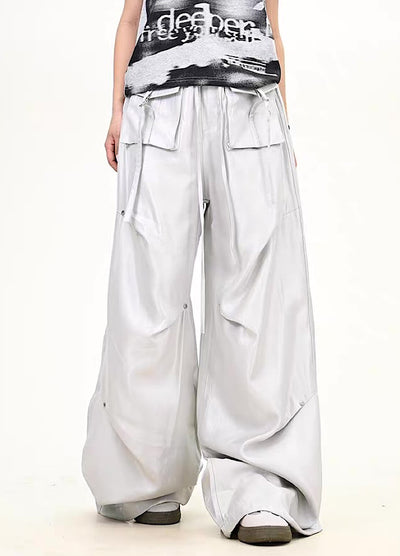 【9/5新作】Special glossy design wide loose silhouette pants  HL3189