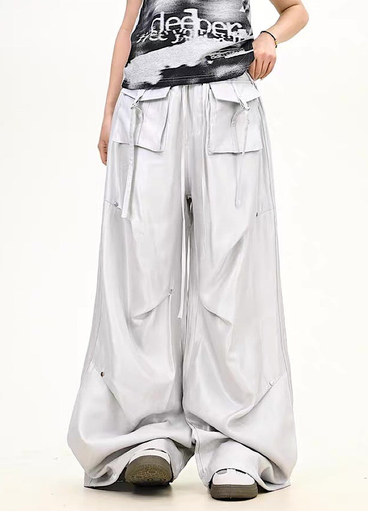 【9/5新作】Special glossy design wide loose silhouette pants  HL3189