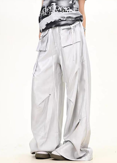 【9/5新作】Special glossy design wide loose silhouette pants  HL3189