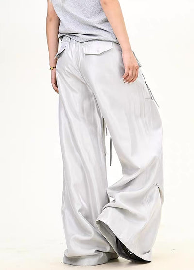 【9/5新作】Special glossy design wide loose silhouette pants  HL3189
