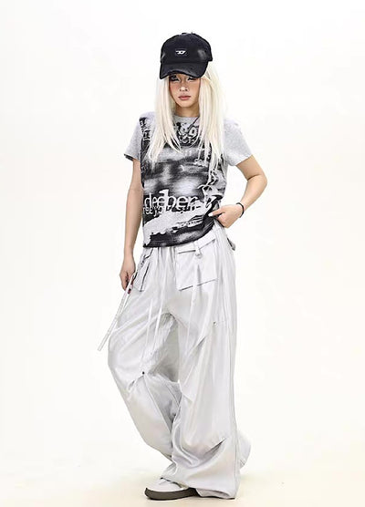 【9/5新作】Special glossy design wide loose silhouette pants  HL3189