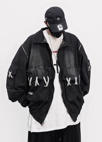 【UUCSCC】Lace Detail Multi Pocket Utility Jacket  US0116