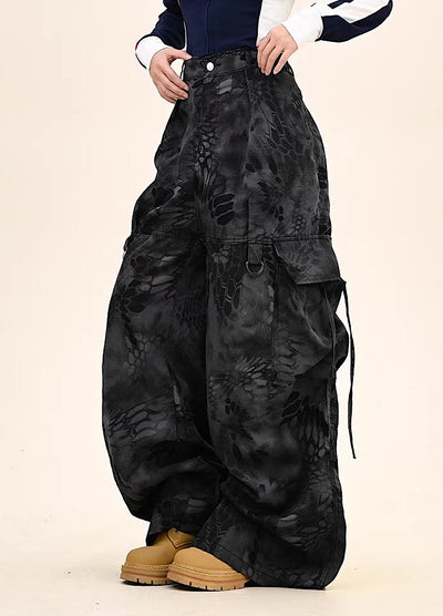 【9/5新作】Random leopard print wide silhouette cargo pants  HL3191