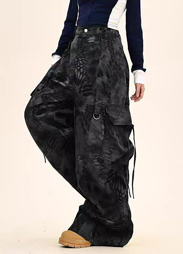 【9/5新作】Random leopard print wide silhouette cargo pants  HL3191