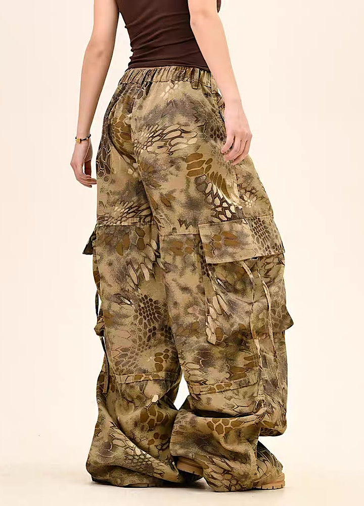 【9/5新作】Random leopard print wide silhouette cargo pants  HL3191