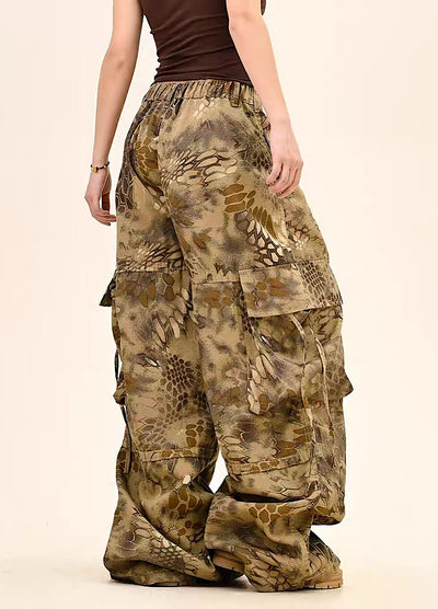 【9/5新作】Random leopard print wide silhouette cargo pants  HL3191