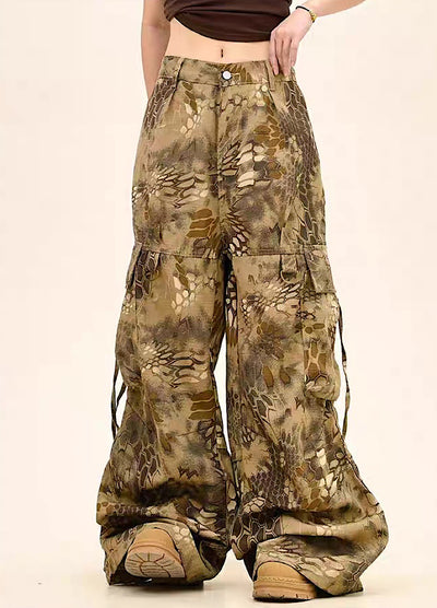 【9/5新作】Random leopard print wide silhouette cargo pants  HL3191