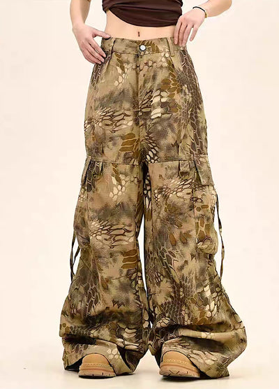 【9/5新作】Random leopard print wide silhouette cargo pants  HL3191